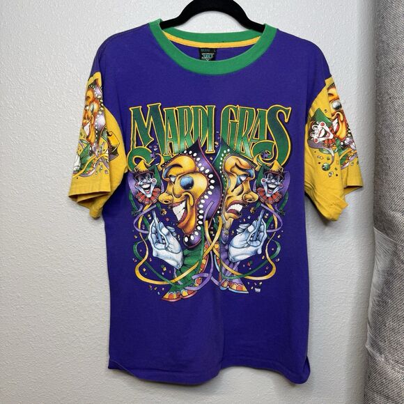New Orleans Mardi Gras T- Shirt Mens L Single Stitch Tee's Unlimited Vintage - Picture 1 of 8